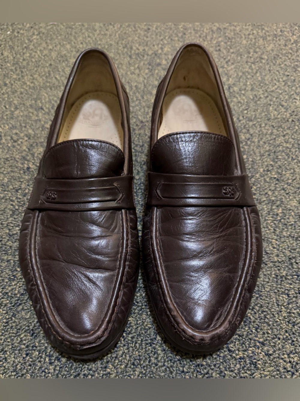 SAS Ace Mens 11 Brown Genuine Leather Handsewn Slip On Loafers Shoes
